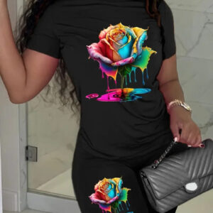 Printed Drop Shoulder T-Shirt Graphic Tees Women Tops